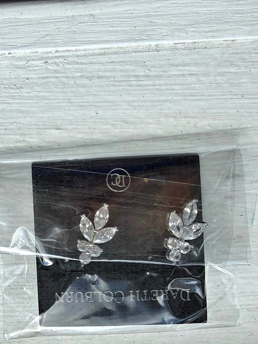 Dareth Colburn Stud Earrings Silver Floral Crystal NWT
